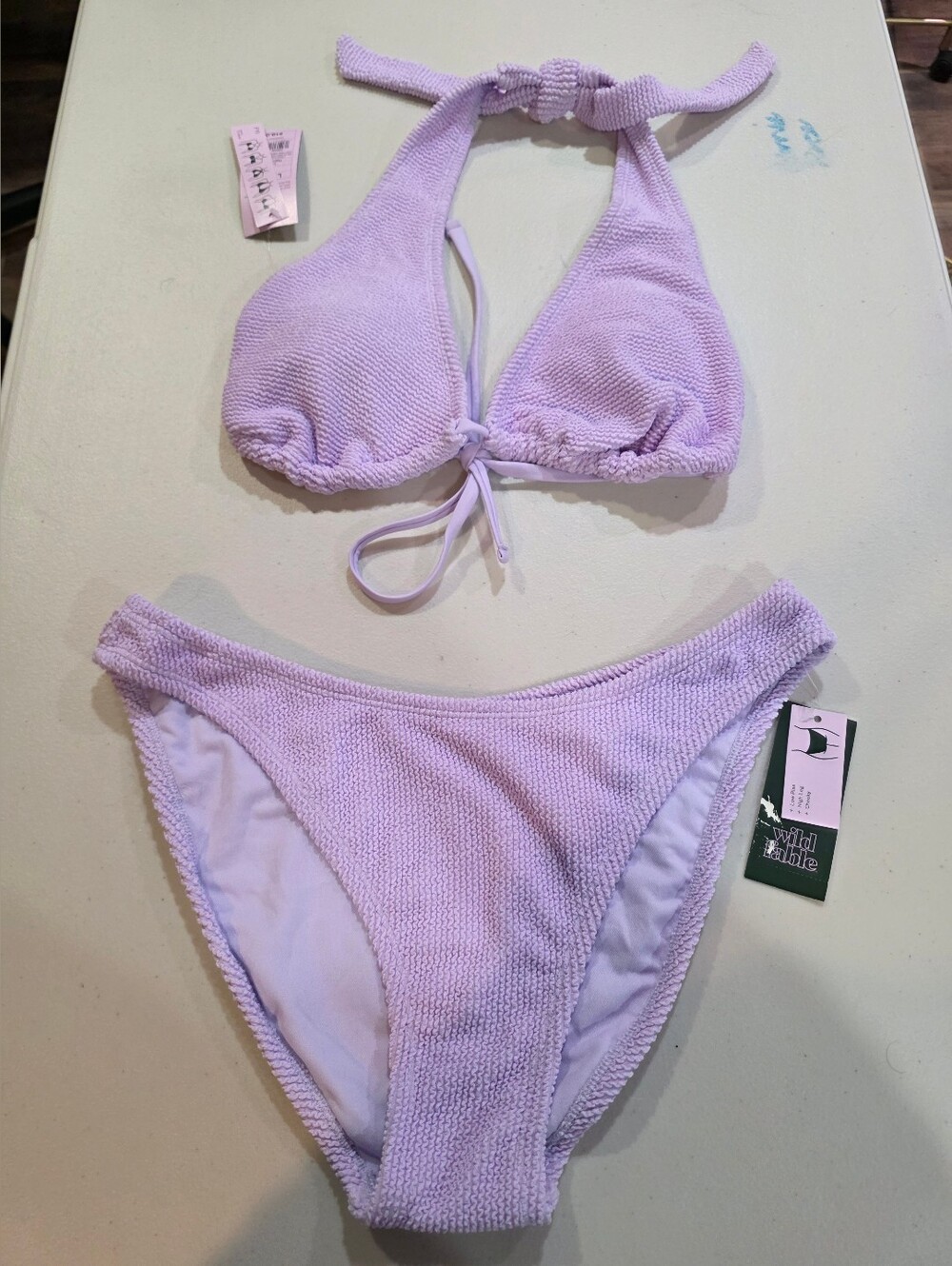 Wild Fable Lavender Textured Halter Bikini Set